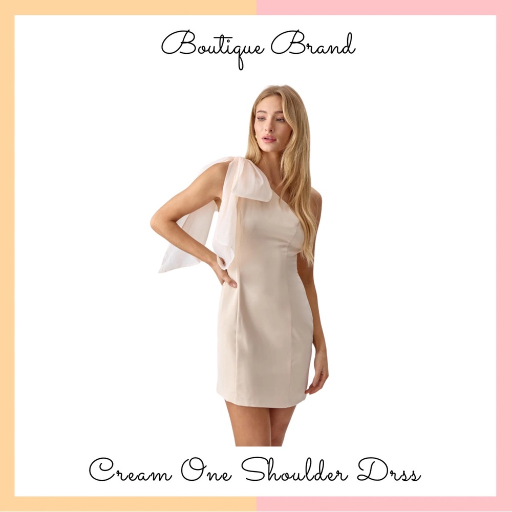 Adelyn Rae Cream One Shoulder Cocktail Mini Dress